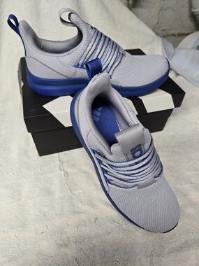 Adidas Boys Light Gray & Blue Slip-On Knit Sneakers